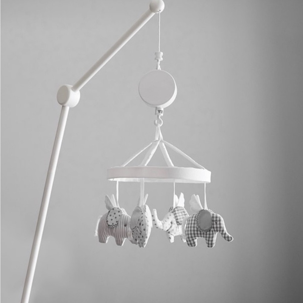 POTTERY BARN KIDS Flying Elephant Musical Crib Mobile & Mobile Arm DISCONTINUED